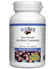 Acai Berry Concentrate 4:1, 500 mg, 90 капсули, Natural Factors