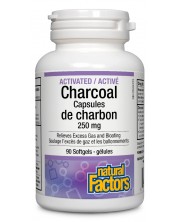 Activated Charcoal, 250 mg, 90 капсули, Natural Factors -1