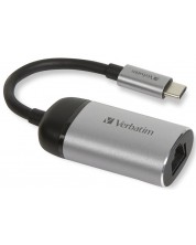 Адаптер Verbatim - USB-C/RJ45, 0.10 m, черен/сребрист