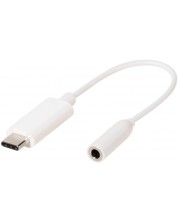 Адаптер Vivanco - 45389, USB-C/жак 3.5 mm, бял -1