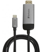 Адаптер Verbatim - USB-C/HDMI, 1.5 m, черен/сребрист -1