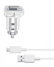 Зарядно за кола Cellularline - 4680, USB-A, кабел Micro USB, 15W, бяло