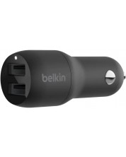 Зарядно за кола Belkin - Dual, USB-A, 24W, черен -1
