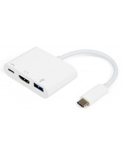 Адаптер Vivanco - 34293, USB-C-HDMI/USB, бял -1