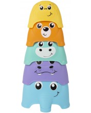Активна играчка Playgro + Learn - Кула от купички, животни -1