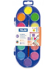 Акварелни бои Milan - Ф30 mm, 12 цвята + четка