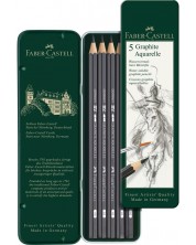Акварелни моливи Faber-Castell Graphite Aquarelle - 5 броя, метална кутия