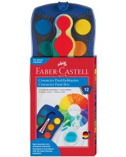 Акварелни бои Faber-Castell Connector - 12 цвята, синя палитра -1