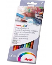 Акварелни цветни моливи Pentel - Arts, 12 цвята
