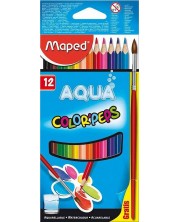 Акварелни моливи Maped Color Peps - 12 цвята, с подарък четка -1