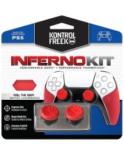 Аксесоар KontrolFreek - Inferno Kit, Performance Grips + Performance Thumbsticks, червен (PS5)
