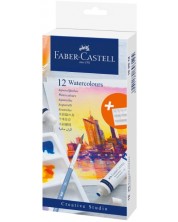 Акварелни бои Faber-Castell - Creative Studio, 12 цвята, 9 ml