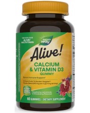 Alive Calcium + Vitamin D3 Gummy, 60 желирани таблетки, Nature's Way -1