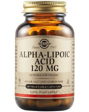 Alpha Lipoic Acid, 120 mg, 60 растителни капсули, Solgar -1