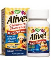 Alive Мултивитамини за деца, 30 дъвчащи таблетки, Nature's Way -1