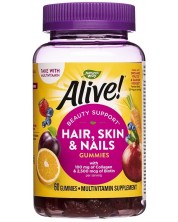 Alive Hair, Skin & Nails Gummies, 60 желирани таблетки, Nature's Way