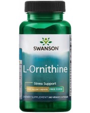 L-Ornithine, 500 mg, 60 растителни капсули, Swanson -1