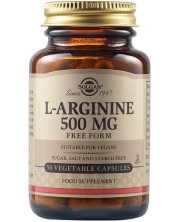 L-Arginine, 500 mg, 50 растителни капсули, Solgar -1