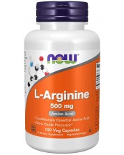 L-Arginine, 500 mg, 100 капсули, Now -1