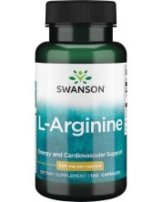L-Arginine, 500 mg, 100 капсули, Swanson