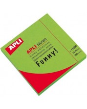 Самозалепващи листчета Apli, зелен неон, 75 x 75 mm, 100 броя