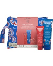 Apivita Bee Sun Safe Подаръчен комплект с хидратиращ гел-крем, SPF50, с несесер, 2 части (Лимитирано) -1