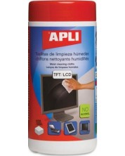 Влажни почистващи кърпички за монитори и екрани APLI - 100 броя -1