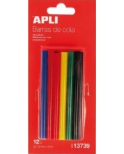 Цветни лепилни пръчки силикон Apli – ø 7.5 х 100 mm, 12 броя