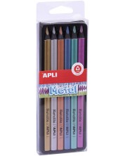 Комплект цветни джъмбо моливи APLI - 6 цвята, металик -1