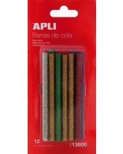 Блестящи цветни лепилни пръчки силикон Apli – ø 7.5 х 100 mm, 12 броя