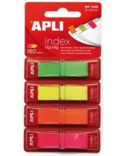 Индекс листчета APLI, 4 неонови цвята, 12 х 45 mm, 160 броя