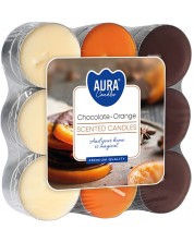 Ароматни чаени свещи Bispol Aura - Шоколад и портокал, 18 броя -1