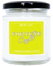 Ароматна свещ с късметче Next Lit Fortune Candle - Карибски горски плодове и пъпеш, на английски -1