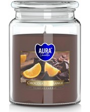 Ароматна свещ Bispol Aura - Chocolate and Orange, 500 g