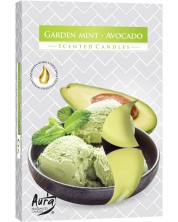 Ароматни свещи Bispol Aura - Garden Mint-Avocado, 6 броя