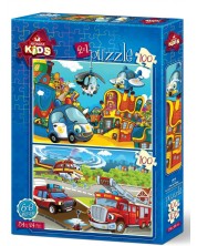 Пъзел Art Puzzle 2 x 100 - Полицията и Пожарната -1