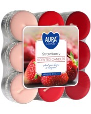 Ароматни чаени свещи Bispol Aura - Strawberry, 18 броя
