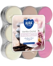 Ароматни чаени свещи Bispol Aura -  Vanilla-Orchid, 18 броя -1