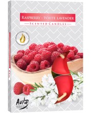 Ароматни свещи Bispol Aura - Raspberry-White Lavender, 6 броя -1