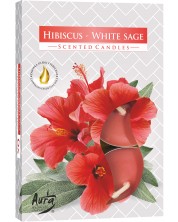 Ароматни свещи Bispol Aura - Hibiscus-White Sage, 6 броя -1