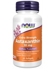 Astaxanthin Extra Strength, 10 mg, 60 капсули, Now -1