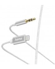 Аудио кабел Hama - 201522, жак 3.5 mm/Lightning, 1 m, бял