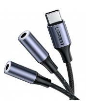 Аудио кабел Ugreen - 30732, USB-C/2x жак 3.5 mm, 0.25 m, сребрист -1