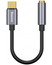 Аудио кабел Baseus - L54, USB-C/жак 3.5 mm, тъмносив