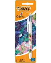 Автоматична химикалка BIC 4 Colours - Botanical, 1.0 mm, 4 цвята -1