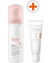 Avène Комплект - Почистваща пяна и Фон дьо тен, 2.5 Бежов, 150 + 30 ml -1