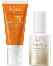 Avène DermAbsolu & Sun Комплект - Фyндаментален серум и Анти-ейдж слънцезащита, SPF50+, 30 + 50 ml -1