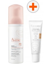 Avène Комплект - Почистваща пяна и Фон дьо тен, 4.0 Меден, 150 + 30 ml