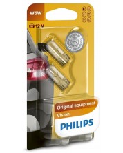Автомобилни крушки Philips - 12V, W5W, W2.1X9.5d, 2 броя