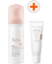 Avène Комплект - Почистваща пяна и Фон дьо тен, 3.0 Пясък, 150 + 30 ml -1